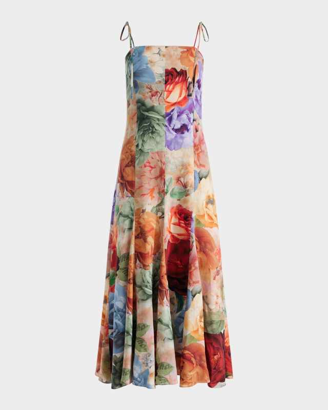 Jeanette Tie-Shoulder Paneled Midi Dress